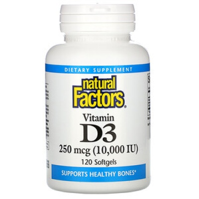 Витамины Natural Factors Витамин D3 10000 ME 250 мг 120 таблеток